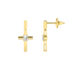 0.50ct Lab Grown Emerald Cut Diamond Cross Earrings in 14K Yellow Gold