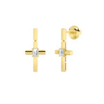 0.50ct Lab Grown Emerald Cut Diamond Cross Earrings in 14K Yellow Gold