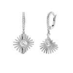 1ct Lab Grown Diamond Bezel Sunburst Drop Earrings in 14K White Gold
