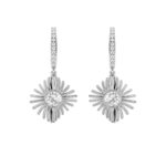 1ct Lab Grown Diamond Bezel Sunburst Drop Earrings in 14K White Gold