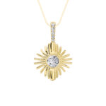 0.5 CT round sunburst medallion lab grown diamond pendant in 14K Yellow Gold