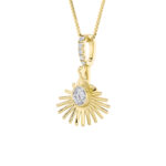 0.5 CT round sunburst medallion lab grown diamond pendant in 14K Yellow Gold