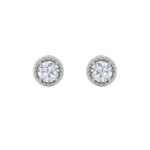 beaded round lab grown diamond studs in 14K White Gold