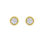 beaded round lab grown diamond studs in 14K Yellow Gold