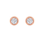 beaded round lab grown diamond studs in 14K Rose Gold