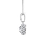 1 CT round halo with pave bail lab grown diamond pendant in 14K White Gold