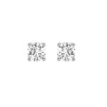 four-prong round lab grown diamond studs in 14K White Gold