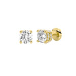 four-prong round lab grown diamond studs in 14K Yellow Gold