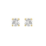 four-prong round lab grown diamond studs in 14K Yellow Gold