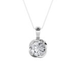 2 CT round bezel swirl solitaire lab grown diamond pendant in 14K White Gold