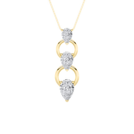 2 CT pear link drop lab grown diamond pendant in 14K Yellow Gold
