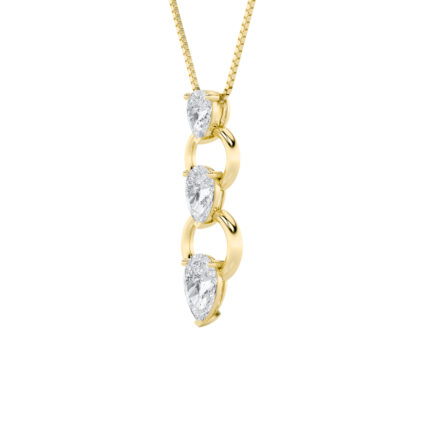 2 CT pear link drop lab grown diamond pendant in 14K Yellow Gold