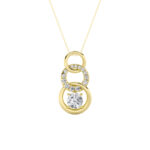 1.5 CT round triple link lab grown diamond pendant in 14K Yellow Gold