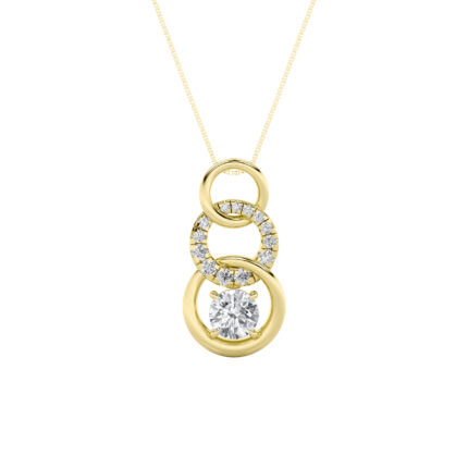 1.5 CT round triple link lab grown diamond pendant in 14K Yellow Gold