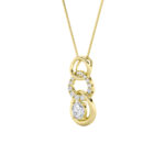 1.5 CT round triple link lab grown diamond pendant in 14K Yellow Gold