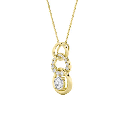 1.5 CT round triple link lab grown diamond pendant in 14K Yellow Gold