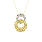 0.5 CT round double circle sunray lab grown diamond pendant in 14K Yellow Gold