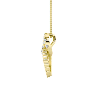 0.5 CT round double circle sunray lab grown diamond pendant in 14K Yellow Gold