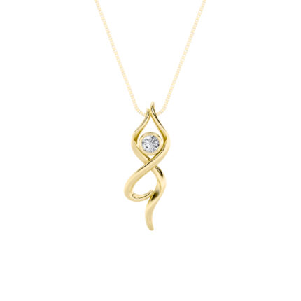 0.2 CT round swirl drop lab grown diamond pendant in 14K Yellow Gold