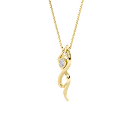 0.2 CT round swirl drop lab grown diamond pendant in 14K Yellow Gold