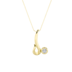 0.25 CT round wave hook lab grown diamond pendant in 14K Yellow Gold