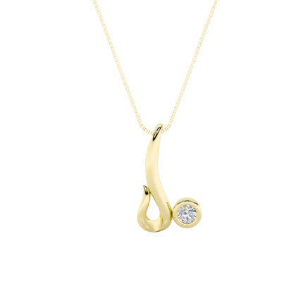 0.25 CT round wave hook lab grown diamond pendant in 14K Yellow Gold