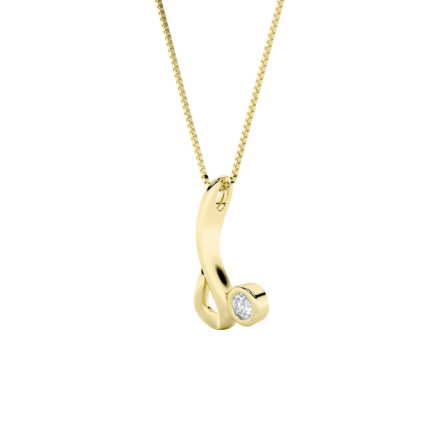 0.25 CT round wave hook lab grown diamond pendant in 14K Yellow Gold