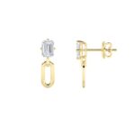 1ct Lab Grown Emerald Cut Stud Paperclip Drop Earrings in 14K Yellow Gold