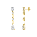 5.5ct Lab Grown Radiant & Pear Diamond Link Earrings in 14K Yellow Gold