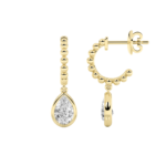 1ct Lab Grown Bezel Pear Diamond Hoop Drop Earrings in 14K Yellow Gold