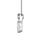 1 CT emerald cut and round bezel drop lab grown diamond pendant in 14K White Gold
