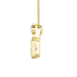1 CT emerald cut and round bezel drop lab grown diamond pendant in 14K Yellow Gold