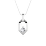 0.25 CT round hexagon frame lab grown diamond pendant in 14K White Gold