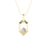 0.25 CT round hexagon frame lab grown diamond pendant in 14K Yellow Gold