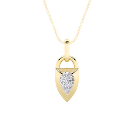 0.5 CT pear arrowhead lab grown diamond pendant in 14K Yellow Gold