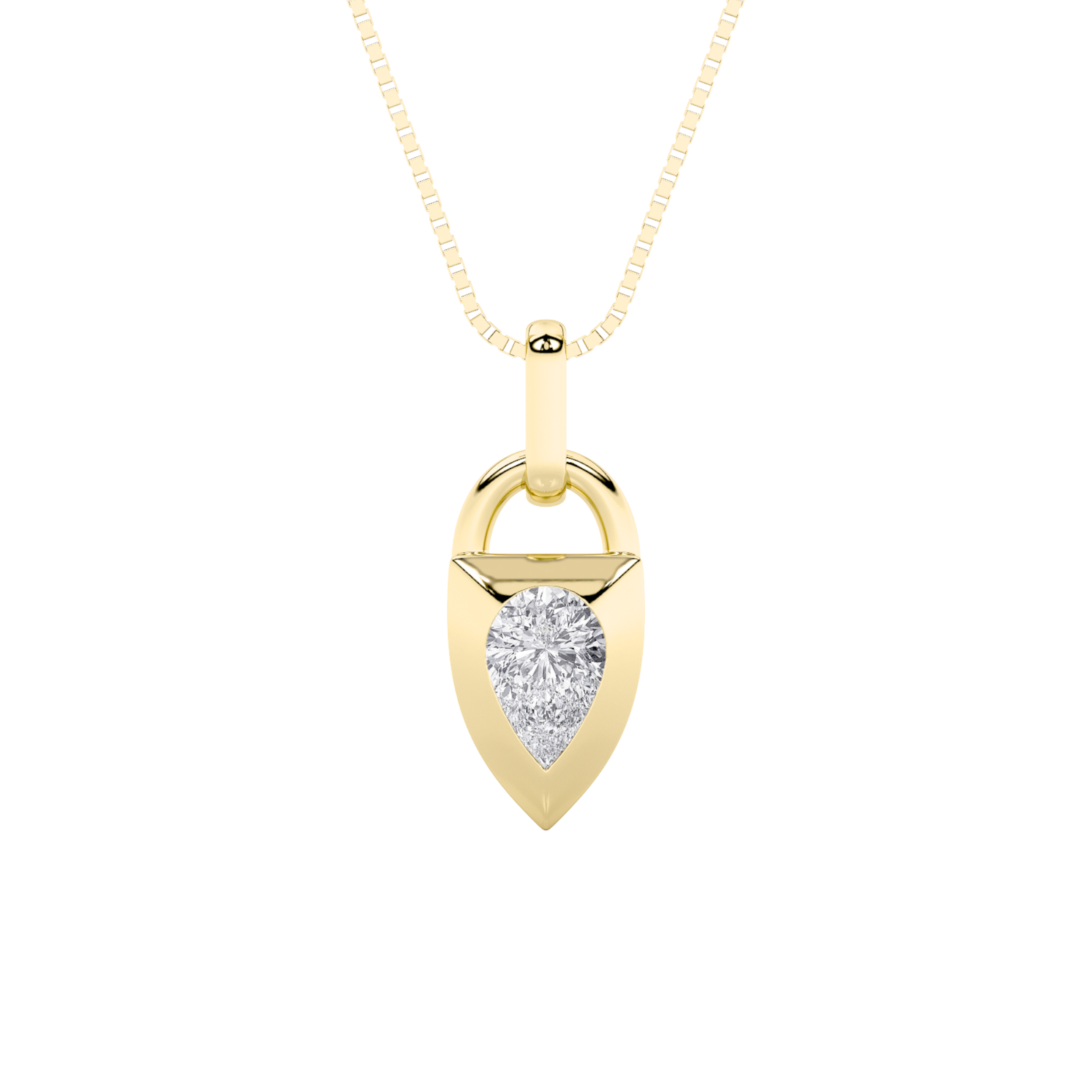 0.5 CT pear arrowhead lab grown diamond pendant in 14K Yellow Gold