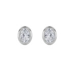 oval bezel lab grown diamond studs in 14K White Gold
