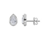pear bezel lab grown diamond studs in 14K White Gold