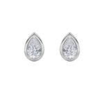 pear bezel lab grown diamond studs in 14K White Gold