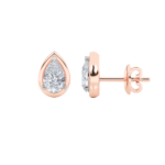 pear bezel lab grown diamond studs in 14K Rose Gold