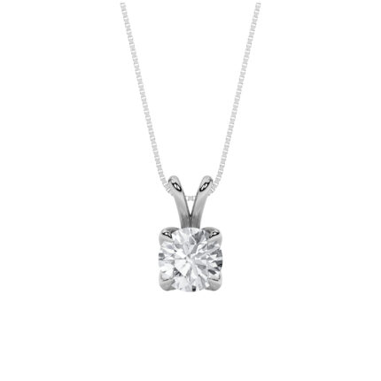2 CT round solitaire lab grown diamond pendant in 14K White Gold