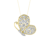 7.75 CT pear pave butterfly lab grown diamond pendant in 14K Yellow Gold