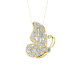 6.5 CT pear butterfly lab grown diamond pendant in 14K Yellow Gold