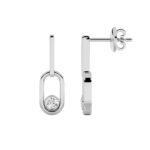 0.50ct Lab Grown Round Bezel Paperclip Drop Earrings in 14K White Gold