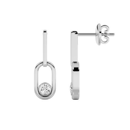 0.50ct Lab Grown Round Bezel Paperclip Drop Earrings in 14K White Gold