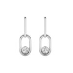 0.50ct Lab Grown Round Bezel Paperclip Drop Earrings in 14K White Gold