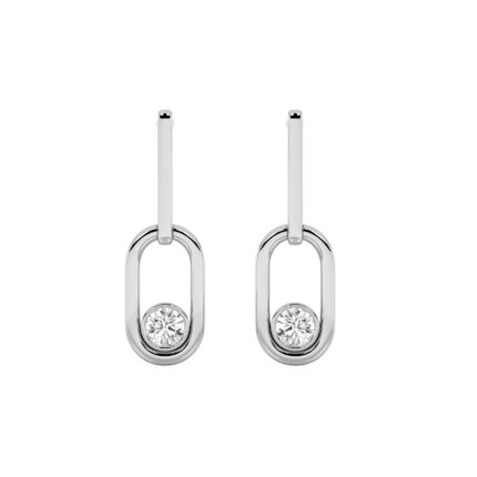 0.50ct Lab Grown Round Bezel Paperclip Drop Earrings in 14K White Gold