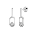 0.50ct Lab Grown Round Bezel Paperclip Drop Earrings in 14K White Gold