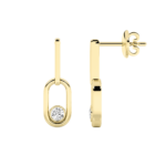 0.50ct Lab Grown Round Bezel Paperclip Drop Earrings in 14K Yellow Gold