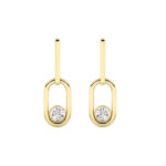 0.50ct Lab Grown Round Bezel Paperclip Drop Earrings in 14K Yellow Gold